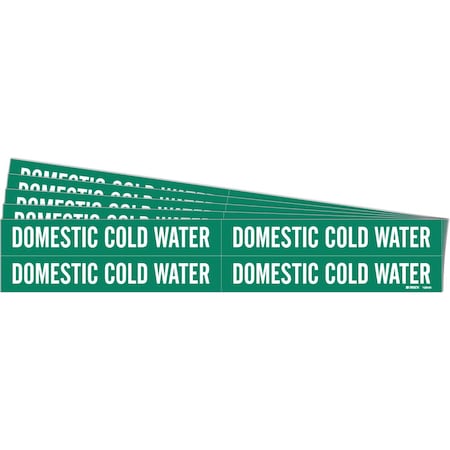 Brady DOMESTIC COLD WATER Pipe Marker Style 4 White on Green 4 per Card, 5 PK 106101-PK